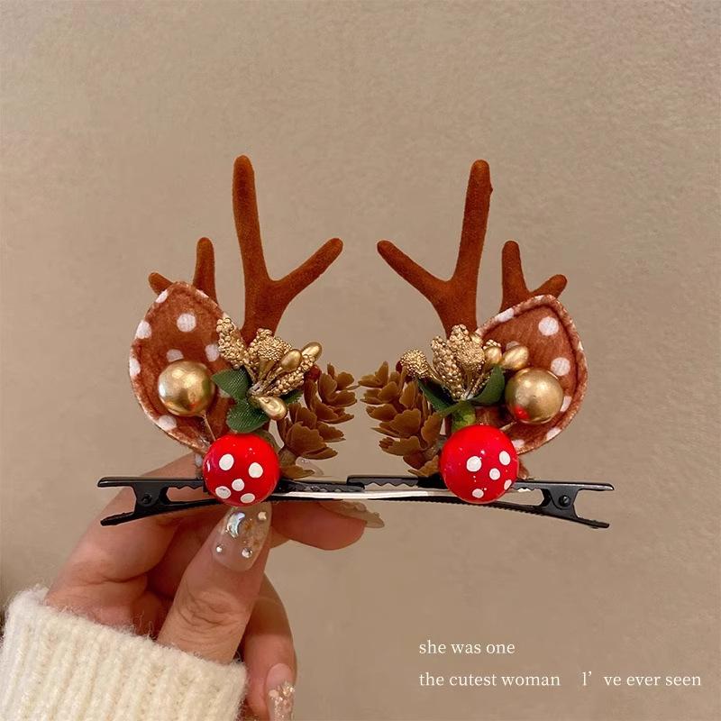 Children's Christmas Antler Headband Hair Clip - Festive Holiday Accessory