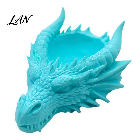 Gothic Home Accessories Dark Dragon Head Storage Tray, Style 3D Printing Carved Stone Effect Organizer Organizer, Fantasy Ornament, for Keys