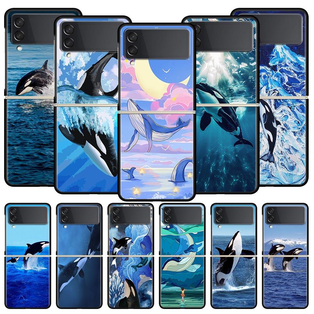 Океанская косатка милая косатка Чехол для телефона Samsung Galaxy Z Flip3 Flip4 Flip5 PC Корпус для Z Flip 3 4 5 Жесткая складная крышка