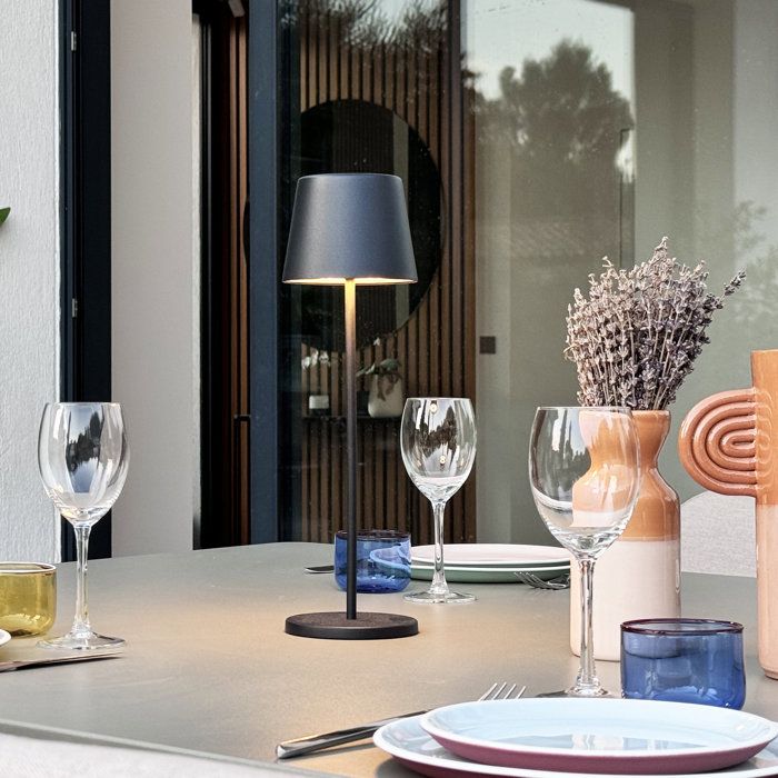 Lampe de table sans fil - LUMISKY - KELLY BLACK - Aluminium noir - LED blanc dimmable - rechargeable - H38 cm