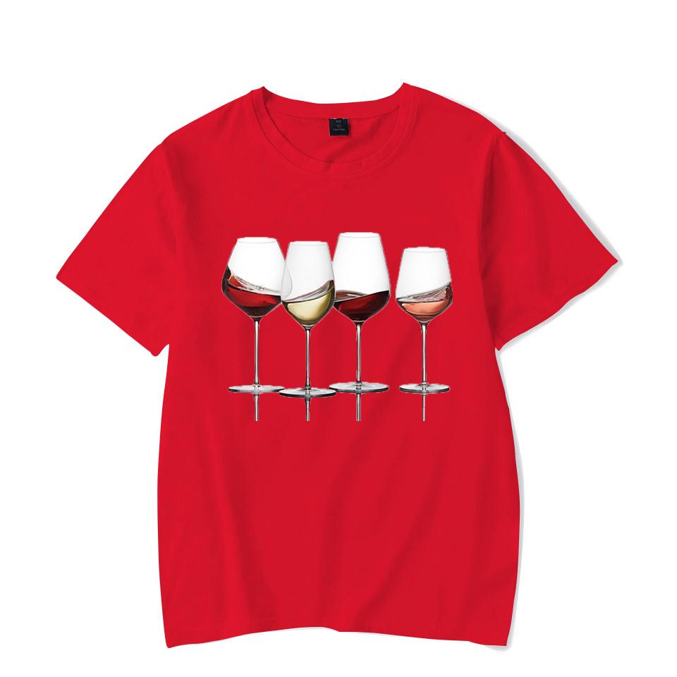 Футболки с винным принтом для женщин, летние повседневные футболки с круглым вырезом, футболки с короткими рукавами, модная футболка