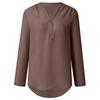Women's Fashion Commuting Zipper V-Neck Rollable Sleeve Casual Solid Tops Blouse Loose T-Shirt