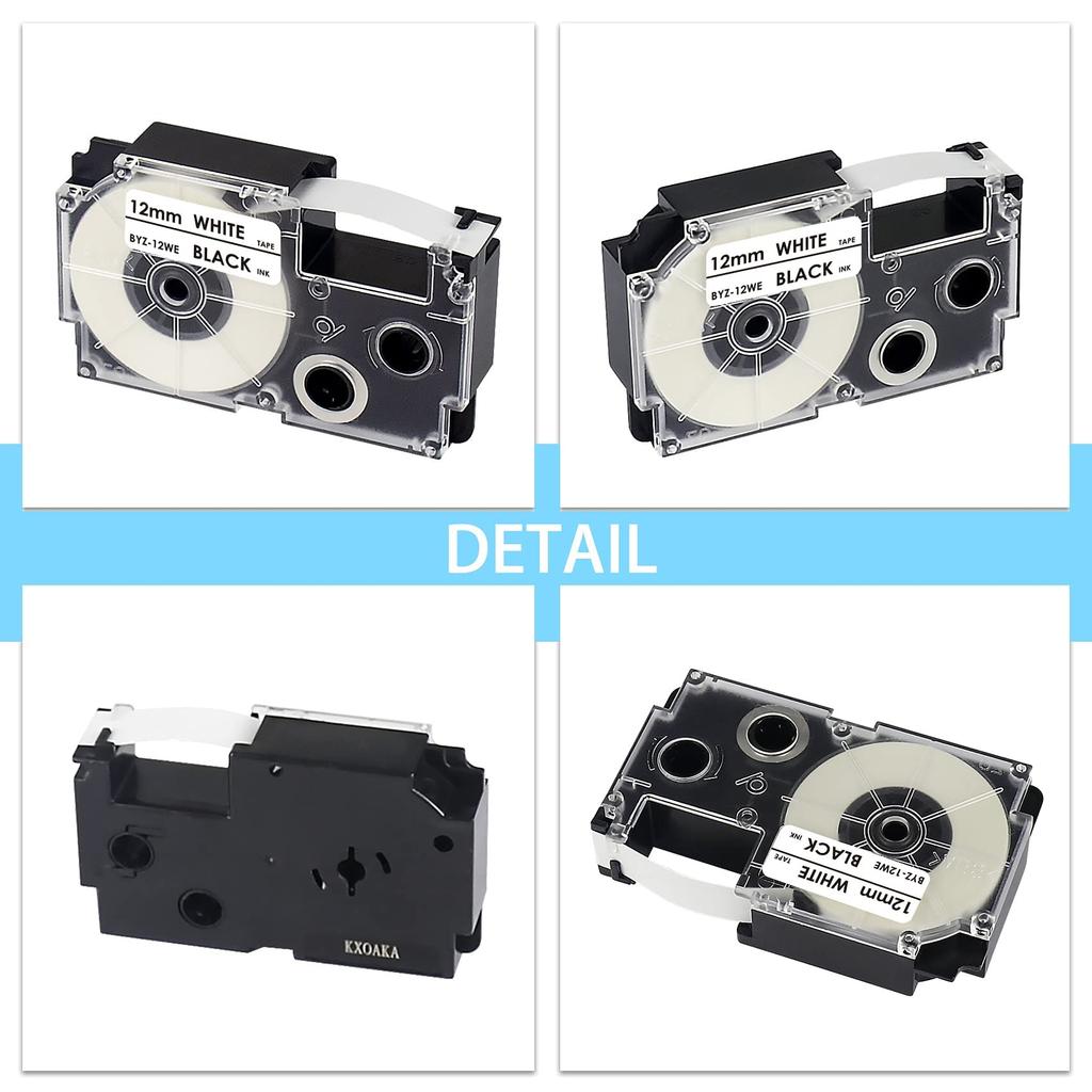 Совместимая с KAKASHI лента Casio Nameland 12 мм, черные буквы на белом фоне, картридж с лентой CASIO Nameland, лента Tepra для устройства для написания этикеток, набор из 3 шт. XR-12WE KL-FR3