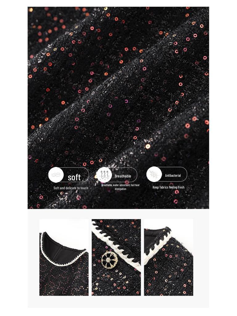 Winter Celebrity Sequin Tweed Dress for Women