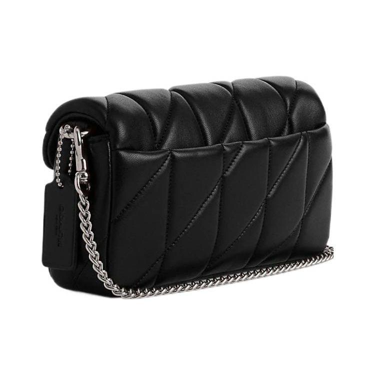 Coach Tabby 18 Minimalist Silver Logo Chain Detachable Wrist Strap Napa Leather Handbag Shoulder Bag Small Women Handbags Black CP018-LHBLK
