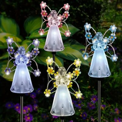 1 шт. Солнечный светильник Angel Garden Light Outdoor Водонепроницаемый светильник для газона Светодиодный светильник для украшения сада и виллы, ландшафтный светильник