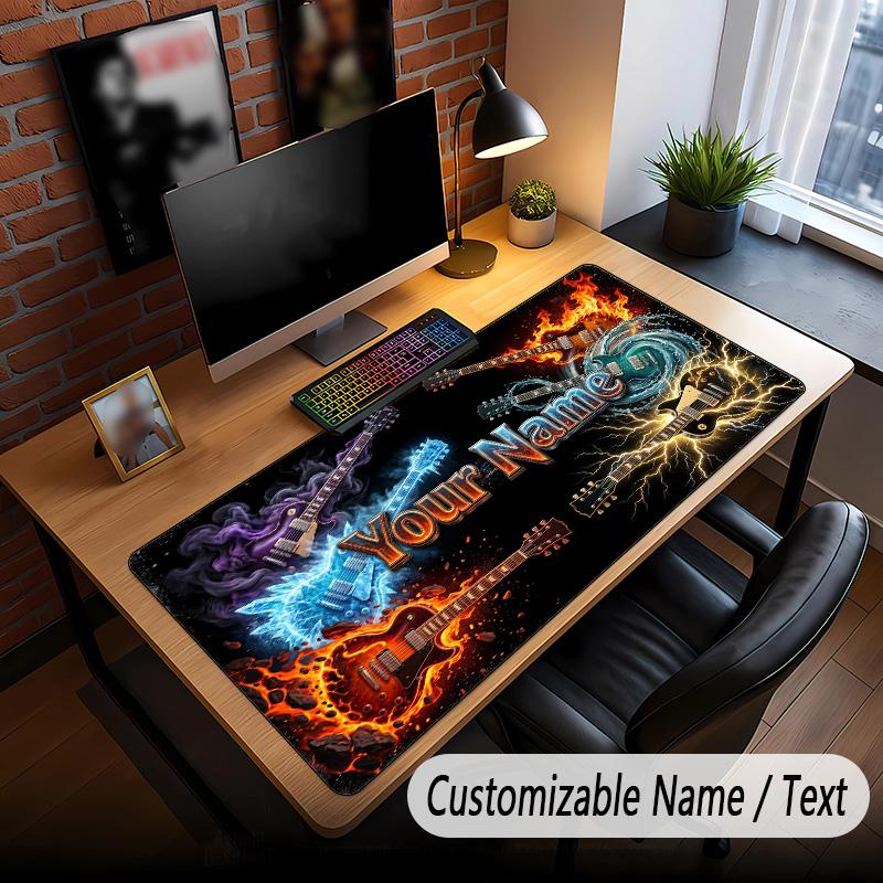 Music Guitar Theme Custom Mouse Pad Personalized With Name Text Customized Desk Mat For Office Home Decor