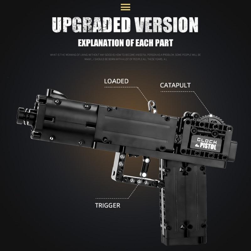 MOULD KING Креативные игрушки-блоки, пистолет Glock, автоматический пистолет, модель, строительные блоки, сборочные кирпичи, детские игрушки, рождественские подарки