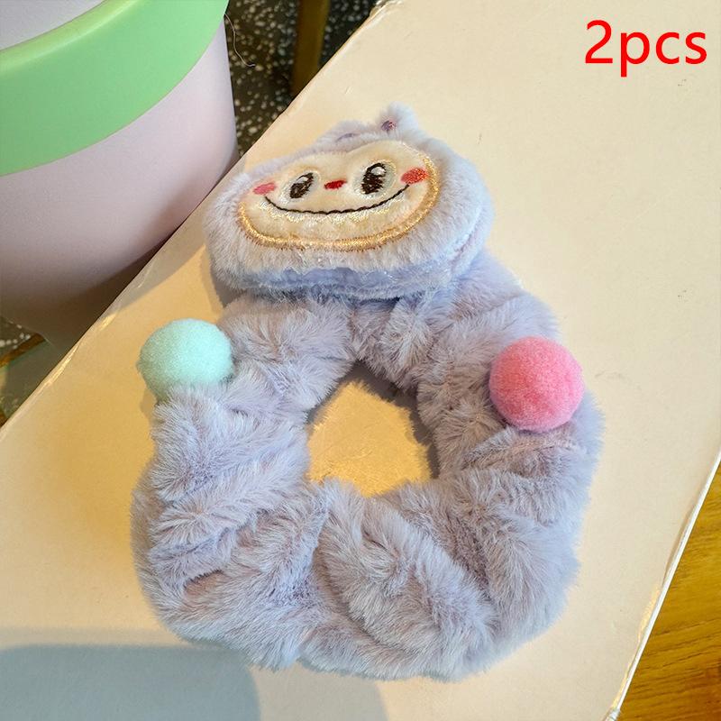 2 шт. милые мультяшные плюшевые петли для волос Labubu, не вредят волосам, головные уборы, детские веревки для волос, милые высокоэластичные резинки, подарки