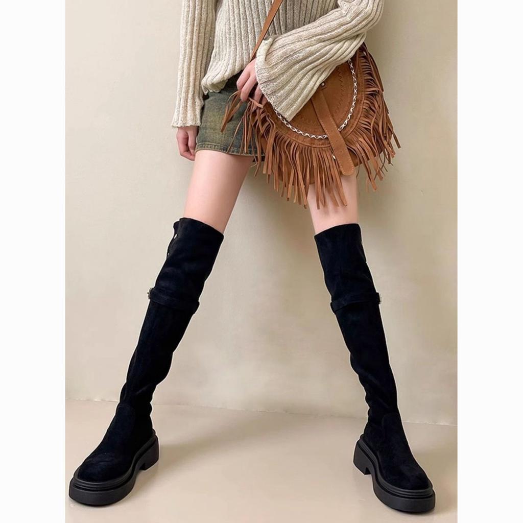 Thick Heel Shows High Platform Boots, New In Autumn and Winter 2025, Two-wear Folded Long Tube Women's Knee Knight Boots Tide