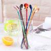 New Reusable Metal Bar Tea Stainless Steel Straws Spoon Coffee Spoons Drinking Straw