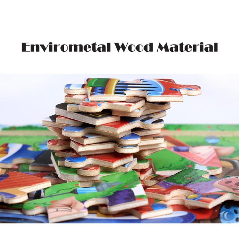 Новый 20-элементный Монтессори 3D пазл Мультяшное животное Транспорт Пазл из дерева Игра Раннее обучение Образовательные игрушки для детей