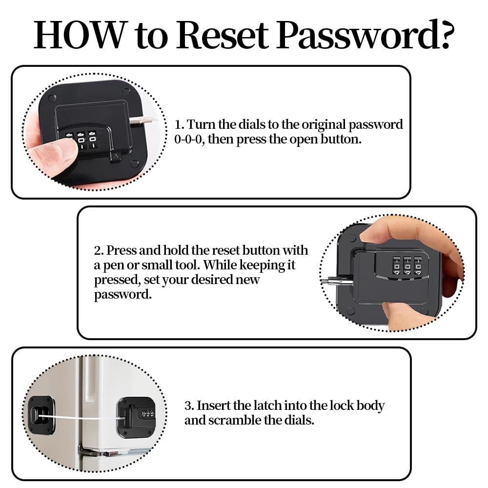 1-Pack Fridge Locks for Child Safety: Heavy-Duty Combination Lock for Cabinet Drawer Wardrobe: Adhesive Installation No Drill Black Steel Wire