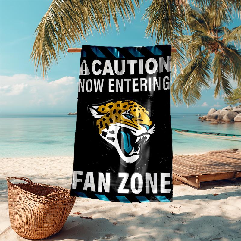 proof beach towel with Jacksonville Jaguars logo pattern - soft,absorbent,quick-drying,machine washable - perfect for swimming,camping,bathing