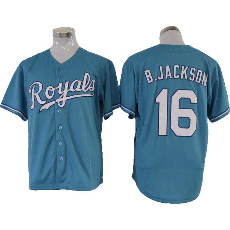 Mens Embroidered Baseball Jersey Kansas City Royals 16 Jackson Fan Shirt Lightweight Sportswear Fall