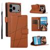 For iPhone 17 Pro Max Phone Case Line Imprint Leather Wallet Cover with Wrist Strap