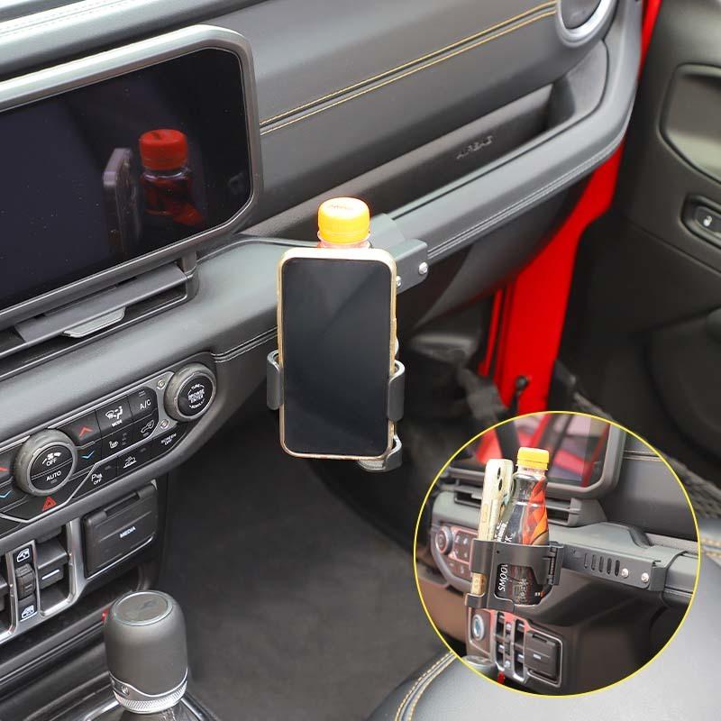 Автомобильный металлический кронштейн для второго пилота с ручкой для чашки воды, опорная подставка для Jeep Wrangler JL для JT Gladiator 2024 Up, аксессуары для салона автомобиля
