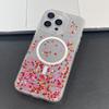 MOBEST For iPhone 16 Pro Magnetic Case Heart Shape Glitter Design TPU+PC Phone Cover