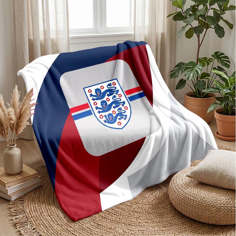 England Football Printed Flannel Blanket Skin Friendly Warm Decorative Throw for Indoor Couch Bed Daily Use