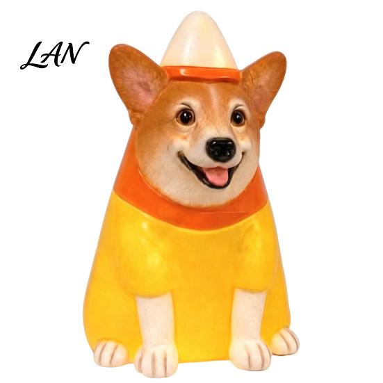 Glowing Puppy Figurine Lighted Dog Statue Ornament for Outdoor Yard Decor, Waterproof Sculpture Blow Molded Ornaments with Warm Light Halloween