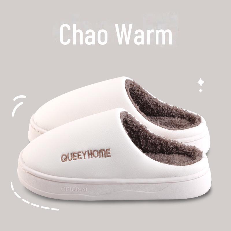 Мужские и женские зимние водонепроницаемые хлопковые тапочки - нескользящие, с толстой подошвой, с закрытым носком, для использования в помещении и на открытом воздухе