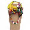 Floral Print Scarf Necklace with Beaded Chain – Elegant Women’s Fashion Jewelry & Versatile Infinity Scarf