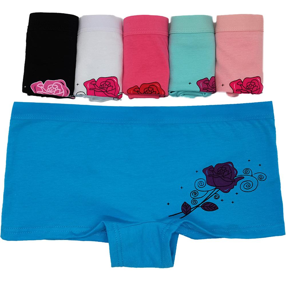 Cotton Underwear Women Girls Shorts Boxers Briefs Cute Floral Boyshorts Ladies Panties Knickers 6 Pcs/Lot