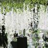 12pcs Faux Wisteria Hanging Green Plant Rattan Hanging Flower Rattan Hanging Garland Silk Rope 110cm Long For Party Home Wedding Decoration