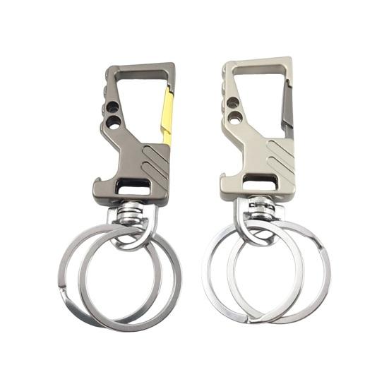 Металлический брелок для ключей открывалка для бутылок с двойным кольцом-клипсой, устойчивый к царапинам и ржавчине, модный брелок для консервных банок