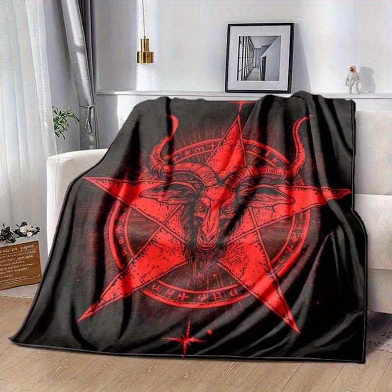 Baphomet Flannel Blanket – Soft Contemporary Throw – All-Season Versatile for Office Travel – Digital Print Design