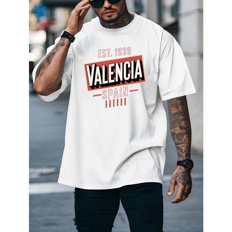 Мужские футболки с графическим принтом Valencia, разработанные для тренировок по баскетболу, с круглым вырезом и короткими рукавами, идеально подходят для городского стиля и занятий в спортзале