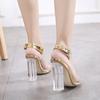 Women's High Heels Summer Fashion Peep Toe Sandals Designer Chunky Heels Transparent Color Matching Wedding Party Shoes