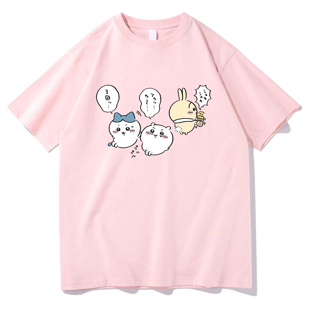 Chiikawa T Shirt Unisex Harajuku Aesthetic Graphic Kawaii Tshirt Unisex Cartoon Daily Casual Oversize Sand Cotton Tees Shirts Korea