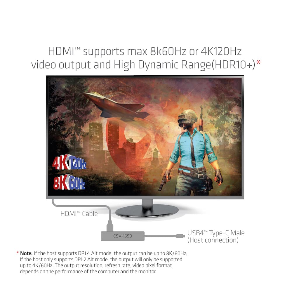 Концентратор Club 3D USB4 Gen3x2 HDMI 8K60Hz или 4K120Hz 2xUSB Ethernet 1xUSB 1xUSB Зарядка 100 Вт Type-C 6-в-1 / Type-A (10G) / RJ45(2,5 г) / Данные Type-C(10G) /