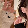 Autumn and winter black butterfly stud earrings women's new trendy niche design sense light luxury high-end earrings earrings explosion