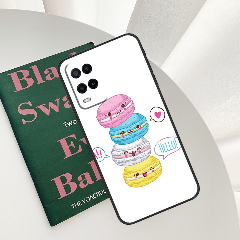 Macarons Cake Dessert Cute Case For Oppo A58 A78 A98 A15 A16 A17 A52 A72 A76 A96 A54 A74 A94 A57 A77 A54S A57S Cover
