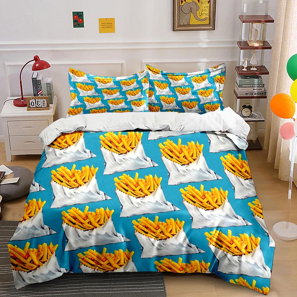 Golden fries delightfully patterned. Bedding sets Duvet covers Pillowcases(1* Duvet Cover 2* Pillowcases without duvet insert)