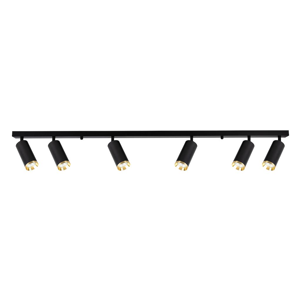 Lampa Sufitowa Nowoczesna Czarna Listwa Ruchome Reflektorki Złote Elementy 6Xgu10 10W Mica Milagro