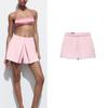 Spring New Arrival American Preppy Style Temperament Wild High Waist Shorts Front Gathers Culottes 2775600