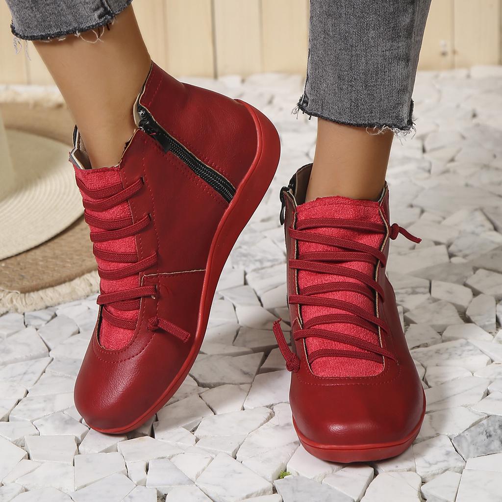 Модные зимние женские туфли на плоской подошве из натуральной кожи женские короткие ботинки в стиле ретро модные женские ботинки на шнуровке с мехом 36-43