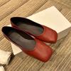 Women's Leather Ballet Flats Soft Soled Commuter Single Shoes 2025 Summer Square Toe Flat Mary Jane Shoes