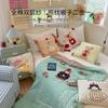Dual-Layer Cotton Throw Pillow Blanket 2-in-1 Foldable Car Office Nap Cushion Cartoon Design A-Grade Safe