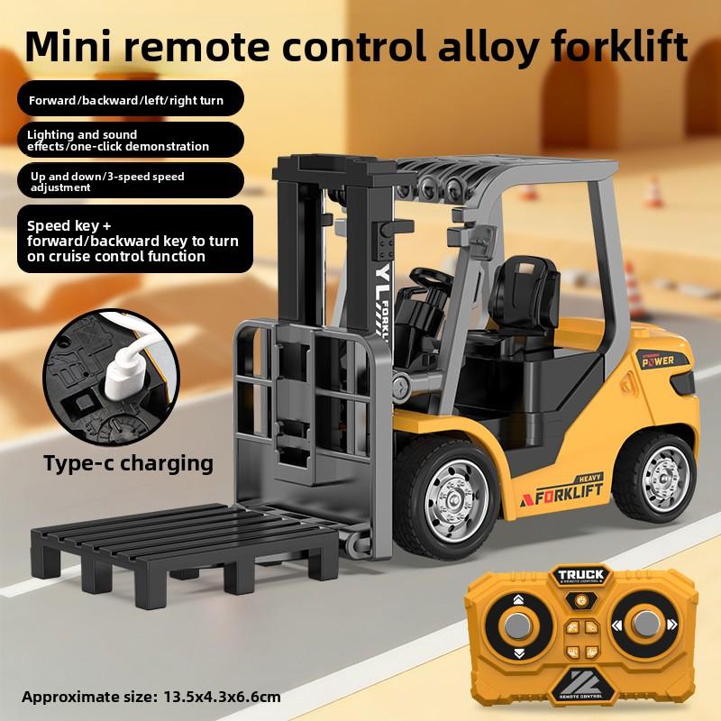 Мини-игрушка из сплава 2-в-1 для рабочего стола 1:64-канальный Bluetooth-пульт дистанционного управления вилочным погрузчиком с прицепом Рождественский Новогодний Подарок в Цветной Коробке