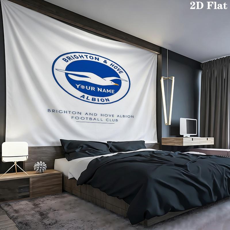 Brighton Hove Albion Custom Name Wall Tapestry Aesthetic Wall Hanging Printed Fabric Blanket Decorative Tapestries for Bedroom Living Room Home Decor