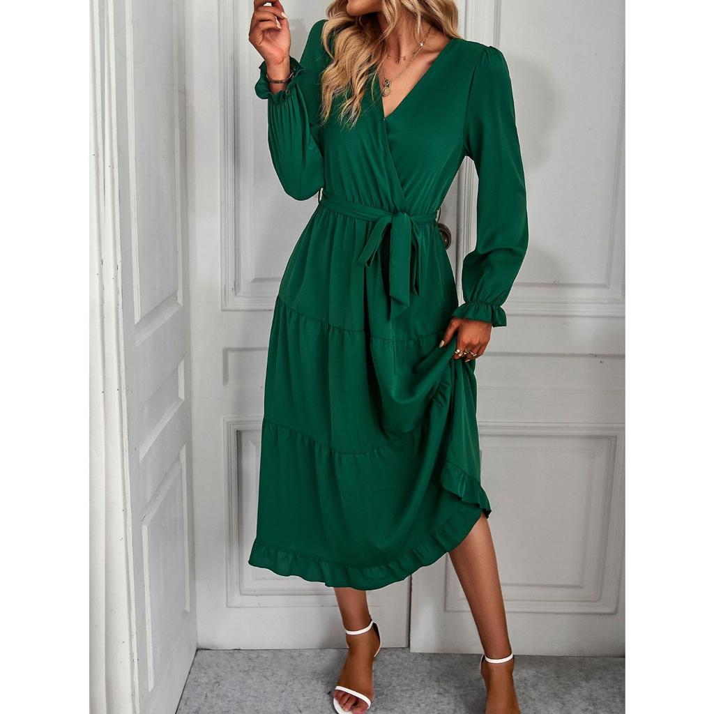 IHUASU Весна-лето, однотонное повседневное платье свободного кроя, женская длинная юбка