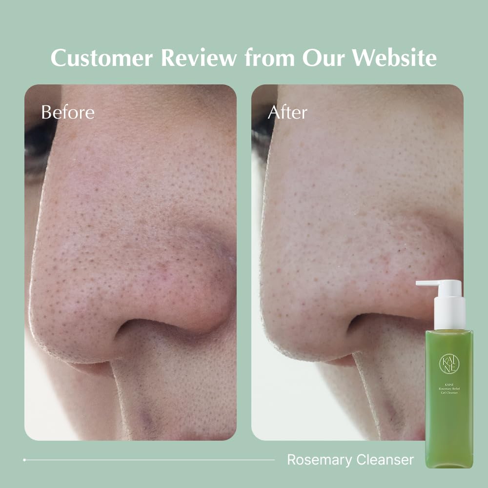 Kaine Rosemary Relief Gel Cleanser Formulated with rosemary BHA and triple hyaluronic this gentle cleanser provides gentle hydration and a gentle