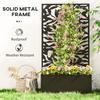 Metal Garden Bed with Trellis, Wall Mounted or Freestanding Raised Planter with Privacy Panel, Black
