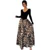 Spring Women Vintage Sexy High Waist Slim Clashing Elegant Leopard Print V-Neck Dresses