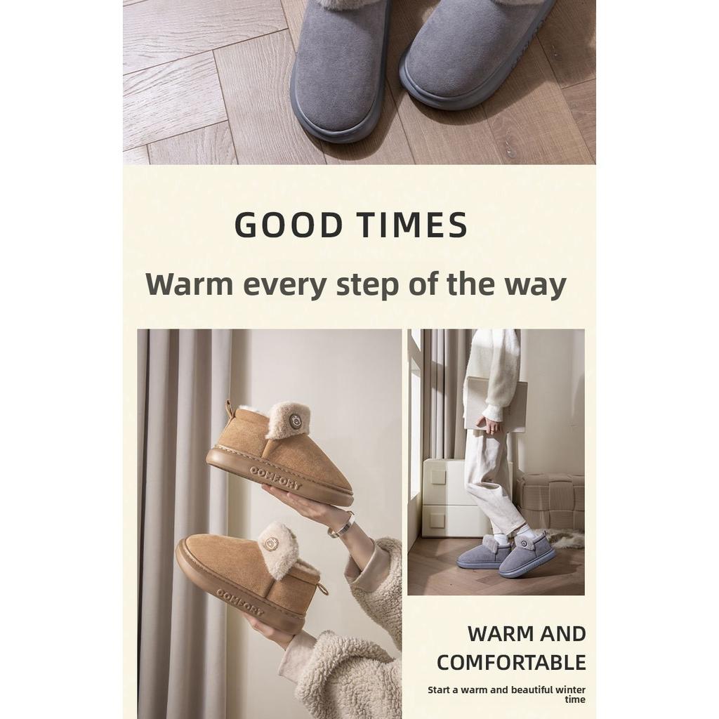 Хлопковые тапочки на толстой подошве для женщин на зиму, с плюшевыми офисными и домашними противоскользящими теплыми сумками и хлопковой обувью для ношения на улице