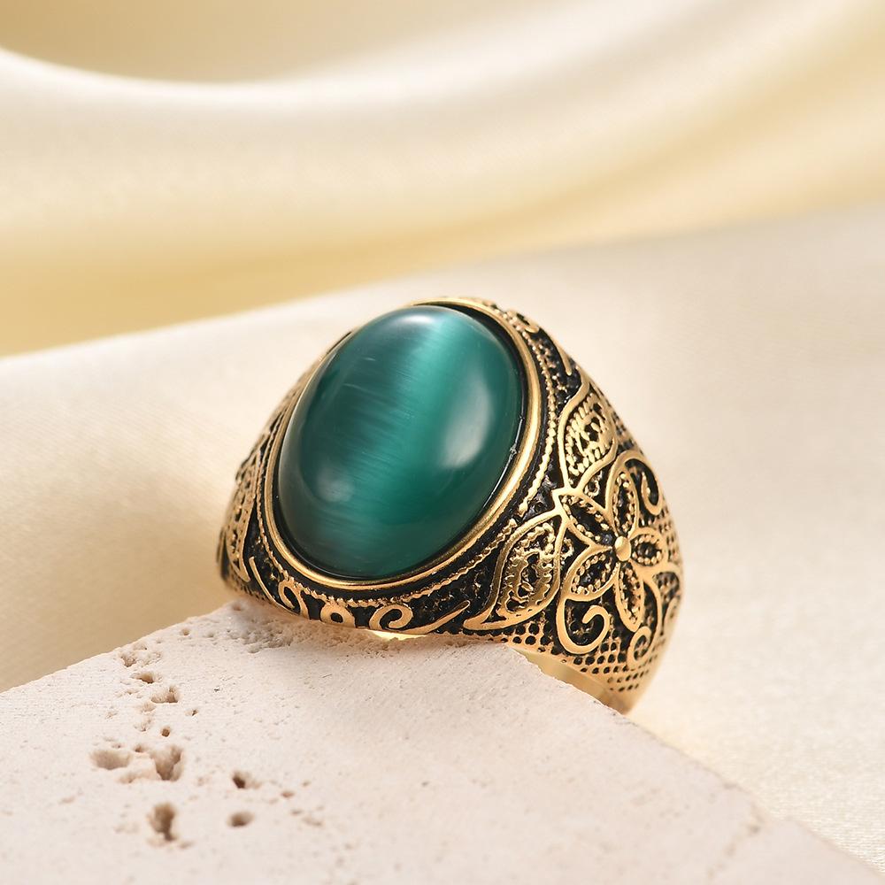 Мужское литое кольцо из нержавеющей стали 22 мм ручной работы, античный дизайн с натуральным камнем, модный аксессуар